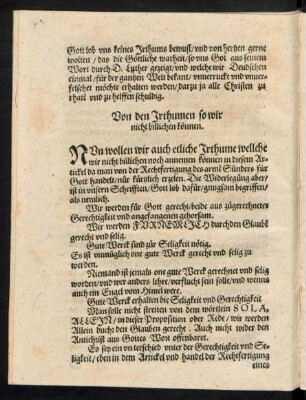 Von den Irthumen so wir nicht billichen können.