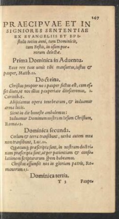 Praecipuae Et Insigniores Sententiae Ex Evangeliis Et Epistolis totius anni, tum Dominicis, tum Festis, in usum puerorum delectae.
