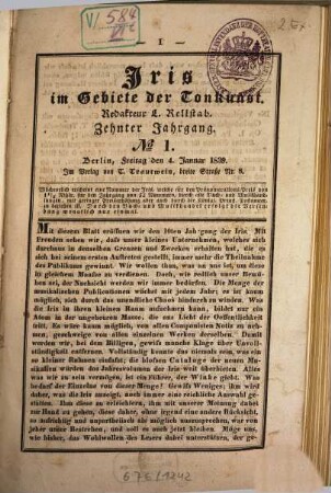 Iris im Gebiete der Tonkunst. 10, 10. 1839