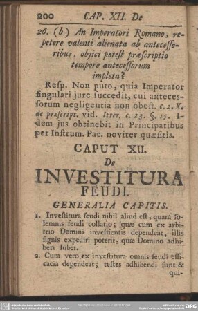Caput XII. De Investitura Feudi