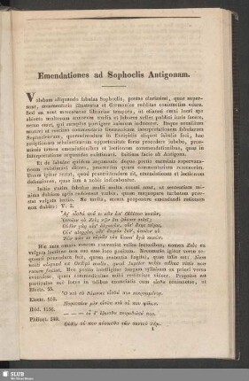Emendationes ad Sophoclis Antigonam