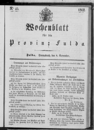 Nr. 45, Ausgabe vom 8. November 1862