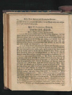 Der IV. Praeliminar-Articul. Von der Heil. Schrifft.