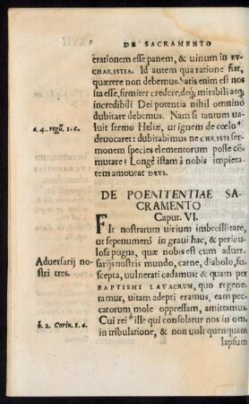 De Poenitentiae Sacramento Caput. VI.