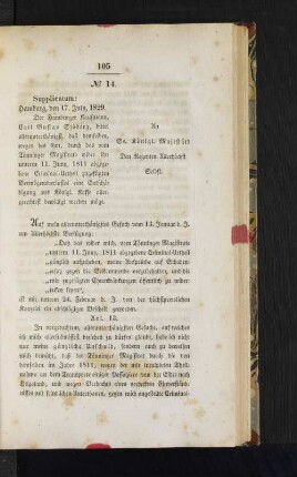 No. 14. Supplicatum: Hamburg, den 17. July, 1829.