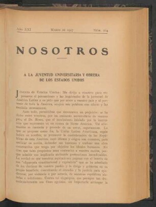 A la juventud universitaria y obrera de los Estados Unidos