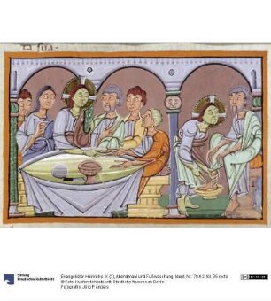 Evangelistar Heinrichs IV. (?), Abendmahl und Fußwaschung