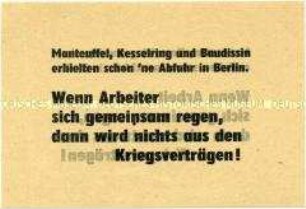 Beidseitig bedrucker Handzettel mit einer Parole gegen die Pariser Verträge