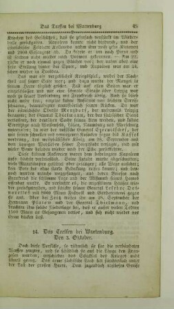 14. Das Treffen bei Wartenburg. Den 3. Oktober