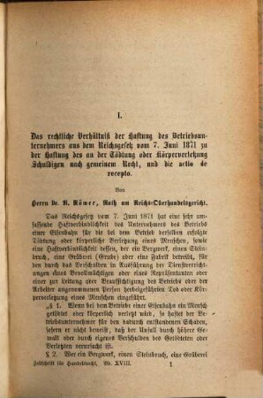 Zeitschrift für das gesamte Handelsrecht. 18 = N.F., Bd. 3. 1873