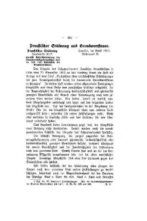 Preußischer Städtetag und Grundwertsteuer