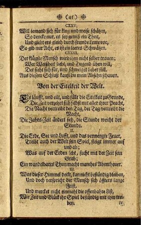 Von der Eitelkeit der Welt.