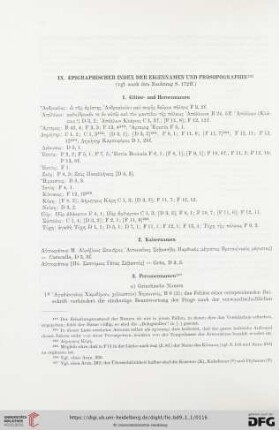 IX. Epigraphischer Index der Eigennamen und Prosopographie