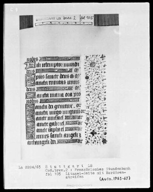 Stundenbuch — Kleine Initialen und Teilbordüre, Folio 105recto