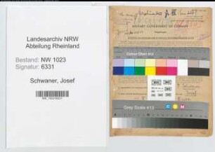 Entnazifizierung Josef Schwaner , geb. 11.10.1906 (Fabrikant)