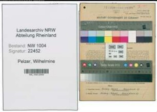 Entnazifizierung Wilhelmine Pelzer , geb. 21.03.1899 ()