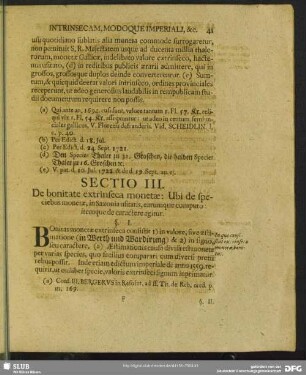 Sectio III. De bonitate extrinseca monetae: Ubi de speciebus monetae, in Saxonia usitatis, earumque computo: itemque de caractere agitur