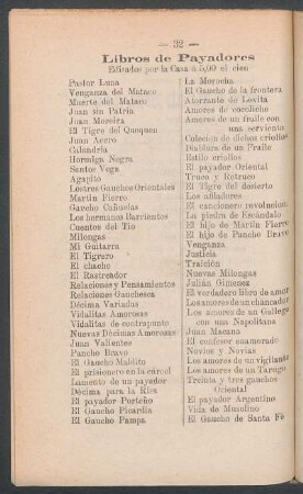 Libros de payadores : Editados por la casa a 5,00 el cien