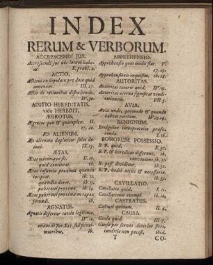 Index Rerum & Verborum.