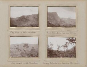 links oben: Dorf Mlalo in West-Usambara rechts oben: Gneisfelswände bei Neu-Köln in West-Usambara links unten: Dorf Amani in Ost-Usambara rechts unten: Kartoffel- und Gemüsefarm Kwamkussu in West-Usambara
