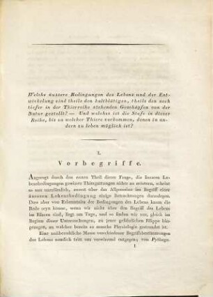 Von den äussern Lebensbedingungen der weiss- und Kaltblütigen Thiere : eine von der Königlichen Akademie der Wissenschaften zu Kopenhagen gekrönte Preisschrift : nebst zwei Beilagen über Entwicklungsgeschichte der Teichhornschnecke, und über Herzschlag und Blut der Weinbergschnecke und des Flusskrebses : hierzu eine colirirte und eine schwarze Kupfertafel
