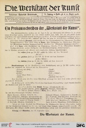 Ein Preisausschreiben der "Werkstatt der Kunst"