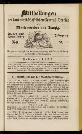 Sieben und Zwanzigster Jahrgang. No. 2. Februar 1859.