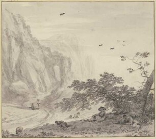 Hohe Felsen, rechts ruhende Schäfer