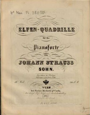 Elfen-Quadrille : für das Pianoforte ; 16tes Werk