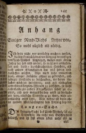 Anhang Einiger Rind-Viehs Artzneyen, So wohl nützlich als nöthig.