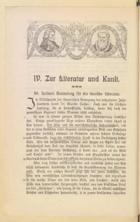 IV. Zur Literatur und Kunst