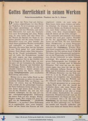 Gottes Herrlichkeit in seinen Werken.