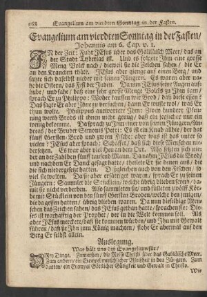 Evangelium am vierdten Sonntage in der Fasten / Johannis am 6. Cap. v. 1.