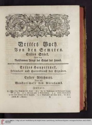 Erstes Hauptstück. Lebensart und Gottesdienst der Erzväter