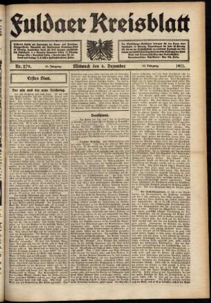 Erste Ausgabe vom Mittwoch, den 06. Dezember 1911.