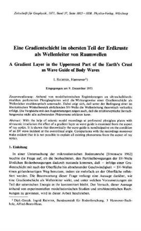 Eine Gradientschicht im obersten Teil der Erdkruste als Wellenleiter von Raumwellen