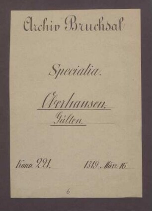 Volpert, Pfründner des St. German-Stifts zu Speyer, verschreibt diesem um 11 Pfund Heller 1/2 Scheffel Korn und 8 Schilling Heller jährlicher Gült von benannten Gütern zu Hausen.