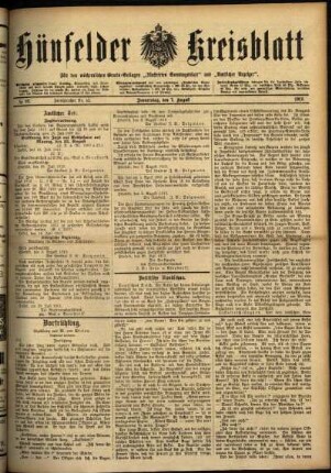Ausgabe vom Donnerstag, den 07. August 1913.