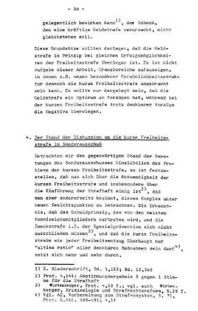 4. Der Stand der Diskussion um die kurzen Freiheitsstrafen im Sonderausschuß