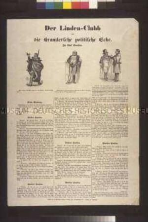 Satirisches Flugblatt: Der Linden Club. Fünf Satiren; undatiert