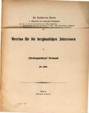 Jahresbericht des Vereins für die Bergbaulichen Interessen im Oberbergamtsbezirk Dortmund, 1868