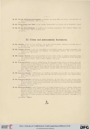 XI. Uhren und astronomische Instrumente (No. 864 - 877)