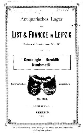 Lager-Verzeichnis. 249. 1894
