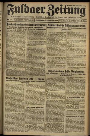 Erste Ausgabe vom Donnerstag, den 01. November 1934.