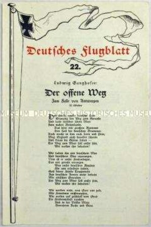 Flugblatt mit zwei patriotischen Gedichten von Ludwig Ganghofer