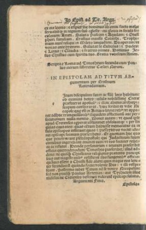 In Epistolam Ad Titum Argumentum ...
