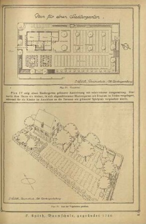 Plan IV. Grundriss ; Plan IV. Aus der Vogelschau gesehen
