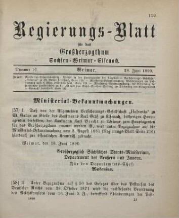 58. Ministerial-Bekanntmachung, die Abänderungen der Postordnung vom 8. März 1879 betreffend