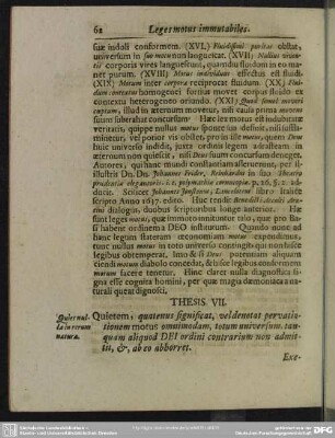 Thesis VII. [Quies nulla in rerum natura]