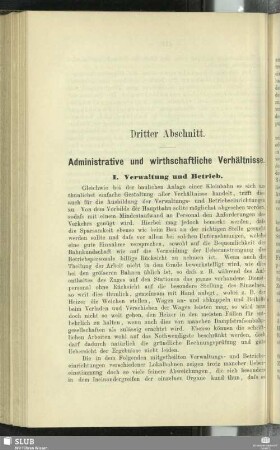 Dritter Abschnitt. Administrative und wirthschaftliche Verhältnisse